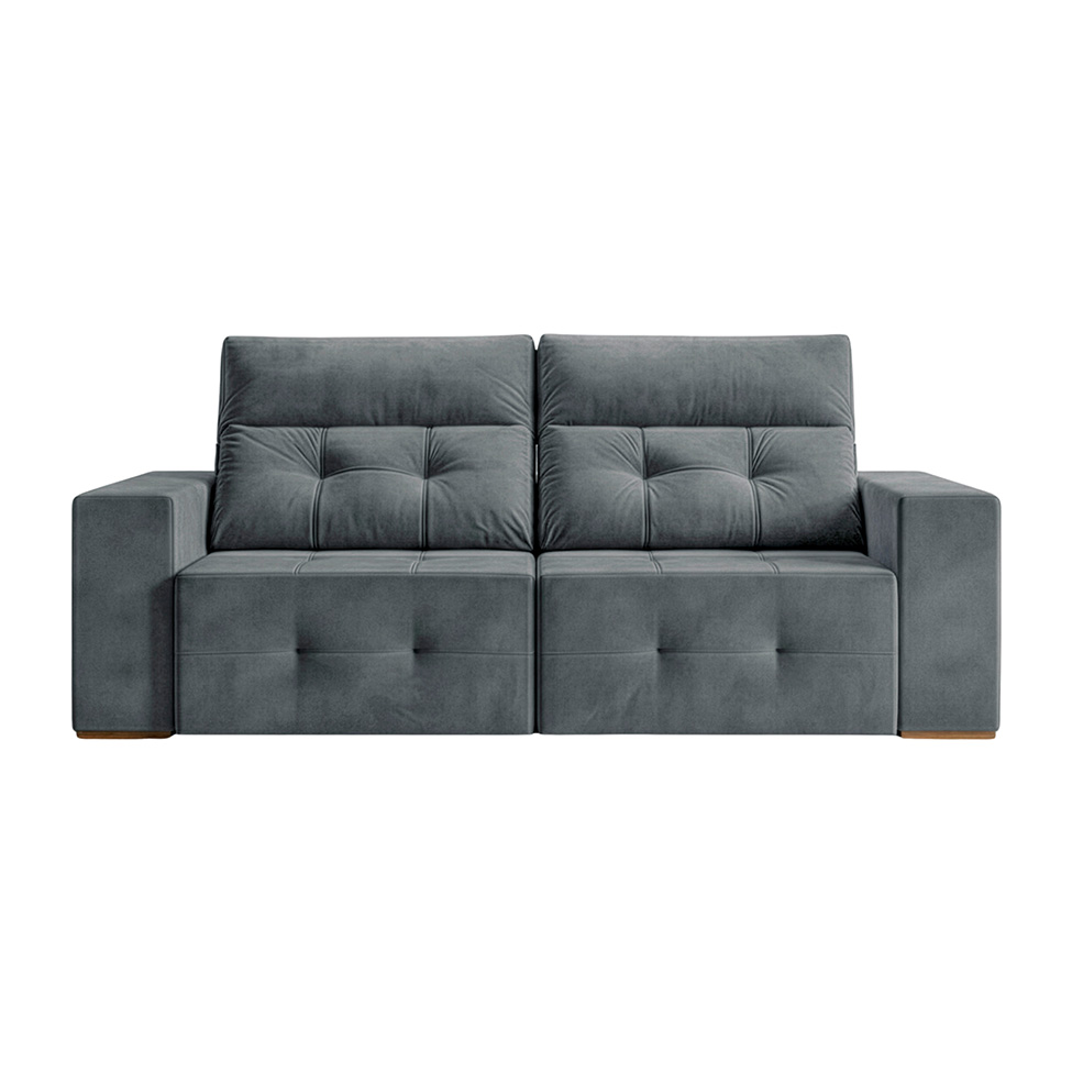Sofá 4 Lugares Retrátil e Reclinável Roma Suede Cinza