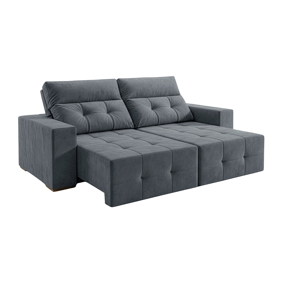 Sofá 4 Lugares Retrátil e Reclinável Roma Suede Cinza