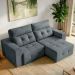 Sofá 4 Lugares Retrátil e Reclinável Roma Suede Cinza