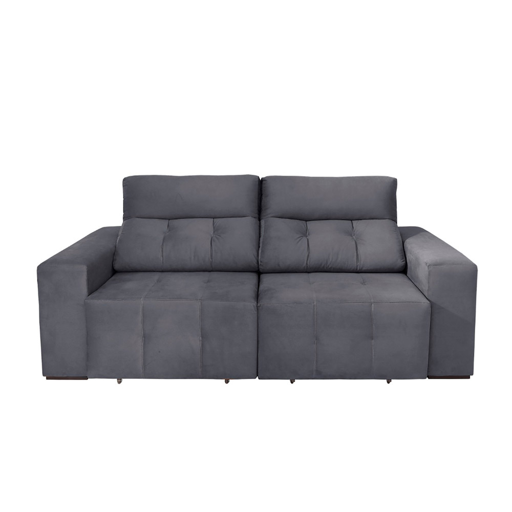 Sofá 4 Lugares Retrátil e Reclinável Roma Suede Cinza