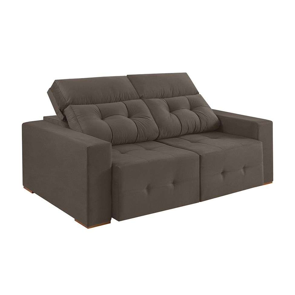 Sofá 4 Lugares Retrátil e Reclinável Roma Suede Marrom