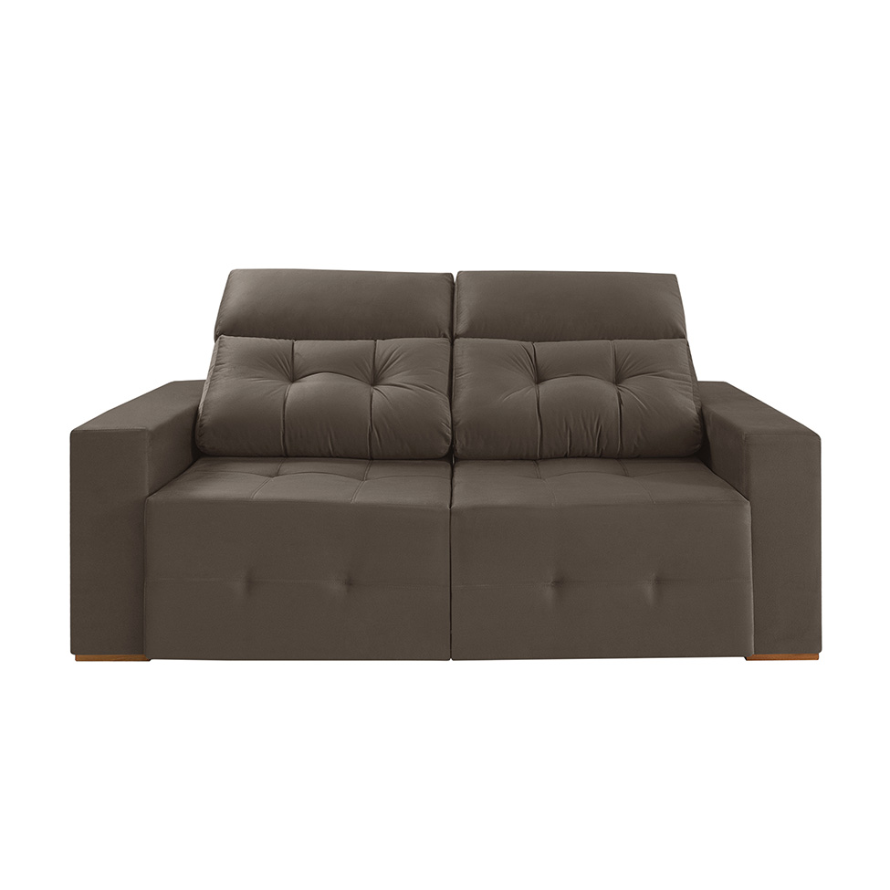 Sofá 4 Lugares Retrátil e Reclinável Roma Suede Marrom