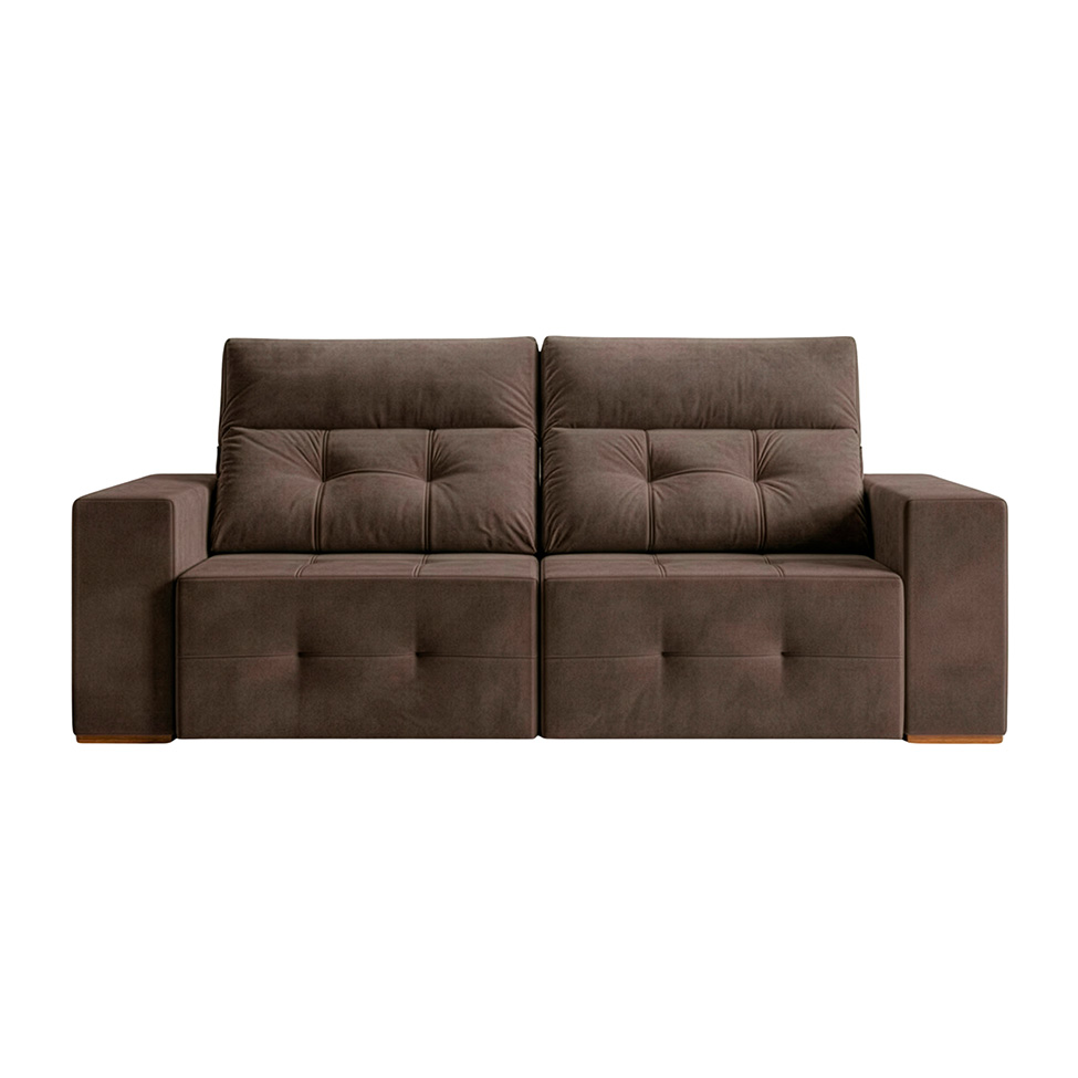 Sofá 4 Lugares Retrátil e Reclinável Roma Suede Marrom