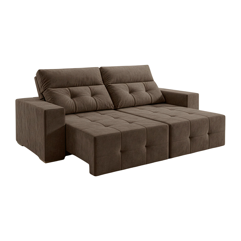 Sofá 4 Lugares Retrátil e Reclinável Roma Suede Marrom