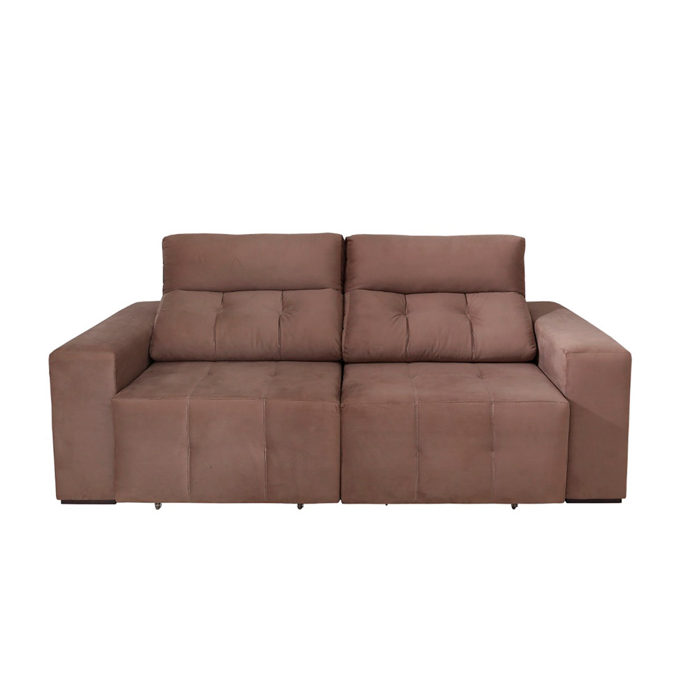 Sofá 4 Lugares Retrátil e Reclinável Roma Suede Marrom