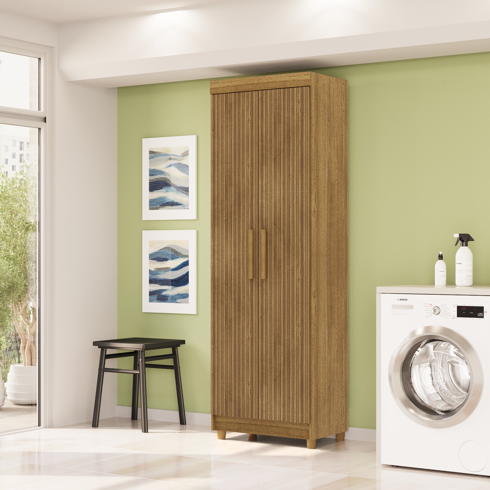 Armário Multiuso Nature Brisa Organizador Espaçoso Grande Com 5 Prateleiras Moderno Ln
