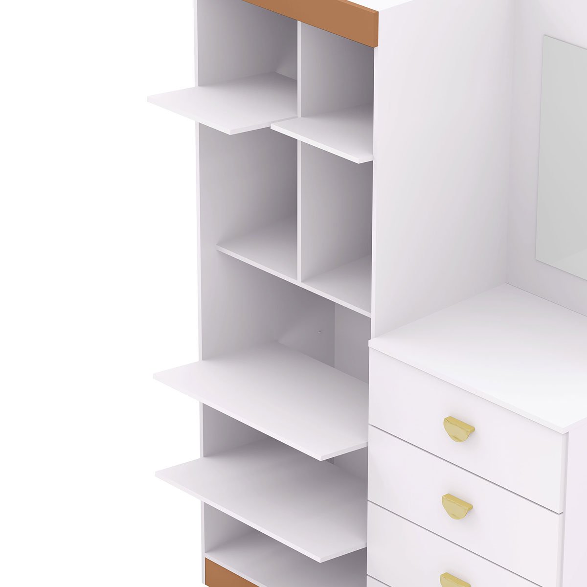Cômoda Guarda-Roupa com 4 Gavetas e 5 Prateleiras Cristine Branco/Camarim