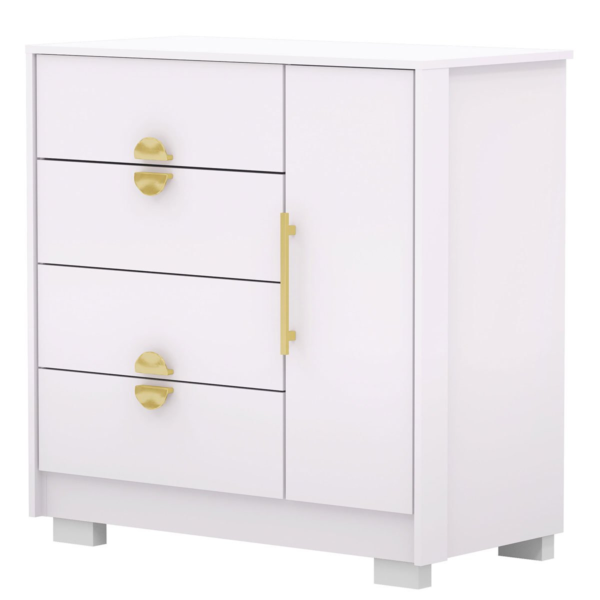 Cômoda Sapateira 4 Gavetas Clarabella Branco/Camarim