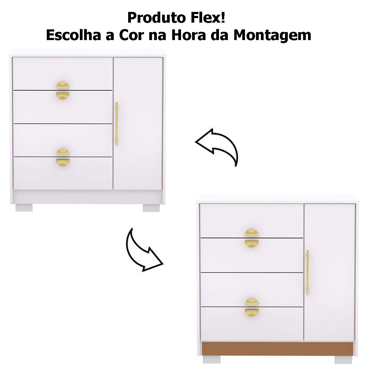 Cômoda Sapateira 4 Gavetas Clarabella Branco/Camarim