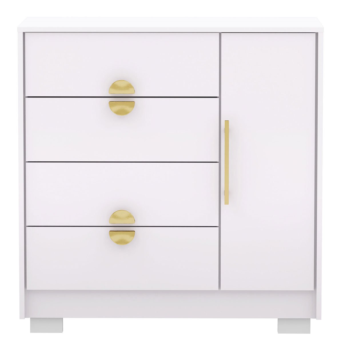 Cômoda Sapateira 4 Gavetas Clarabella Branco/Camarim