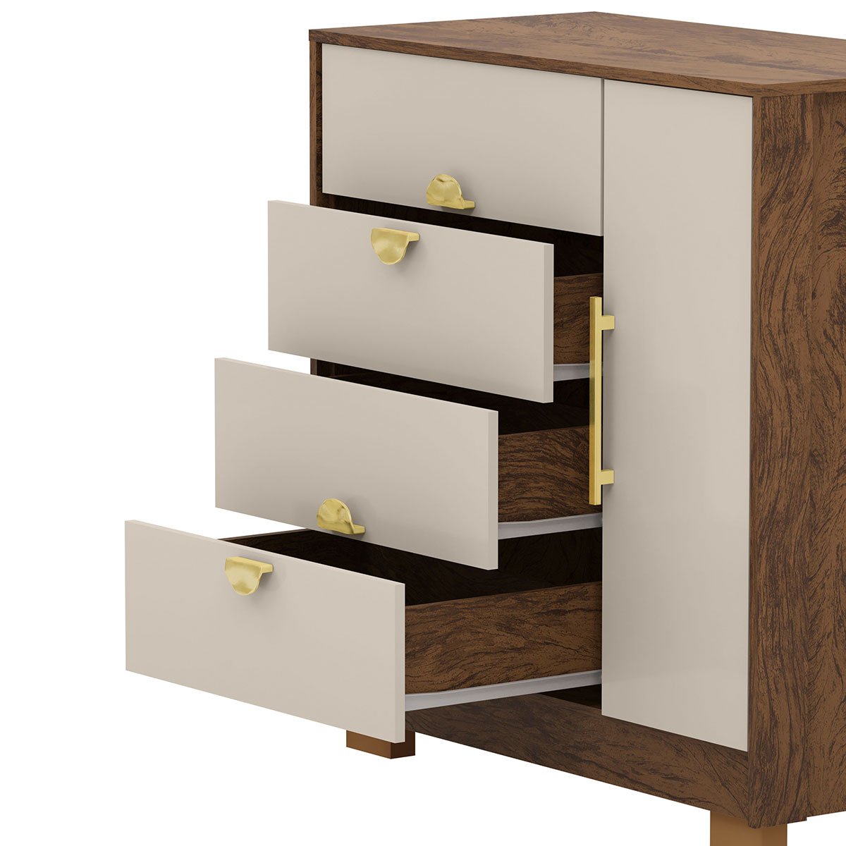 Cômoda Sapateira 4 Gavetas Clarabella Imbuia Fendi
