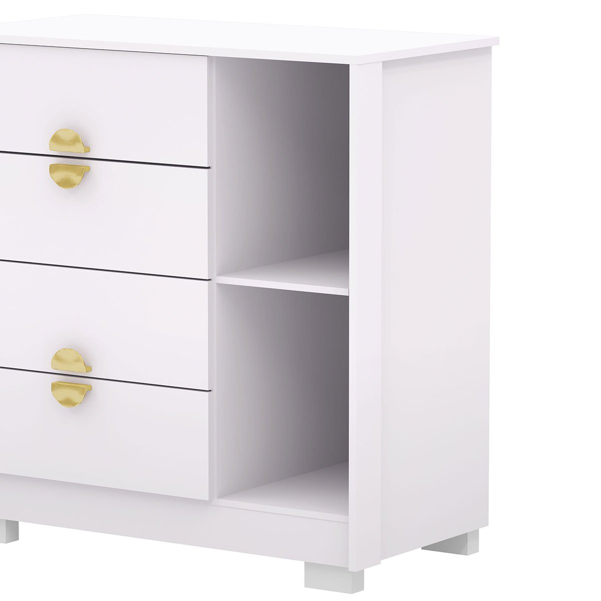 Cômoda Sapateira 4 Gavetas com Espelho Clarabella Branco/Camarim