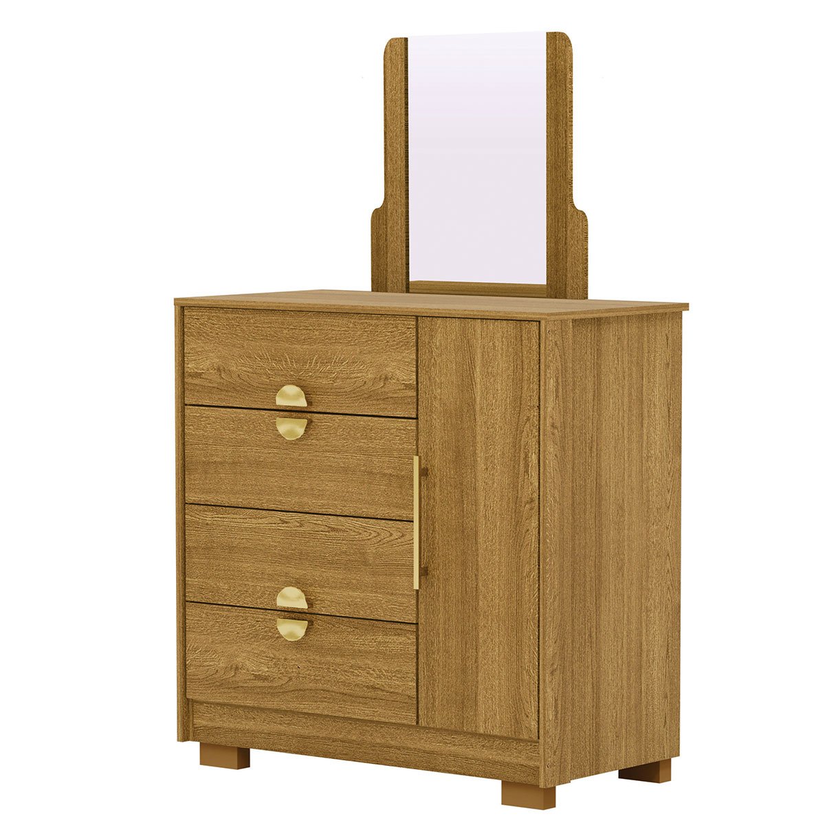 Cômoda Sapateira 4 Gavetas com Espelho Clarabella Nature