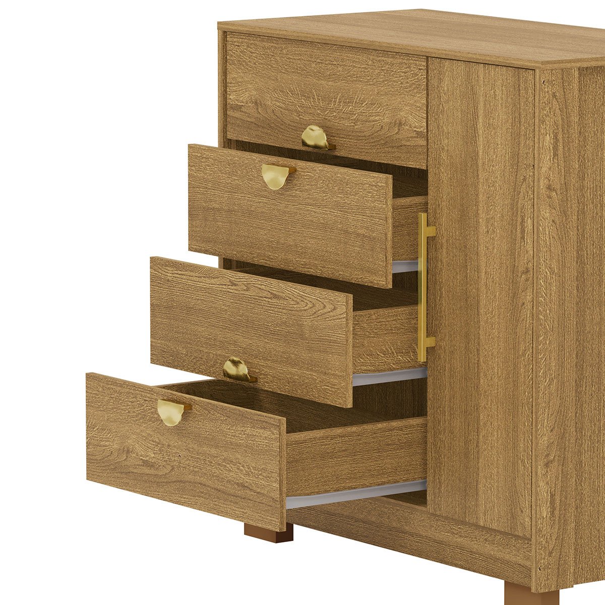 Cômoda Sapateira 4 Gavetas com Espelho Clarabella Nature