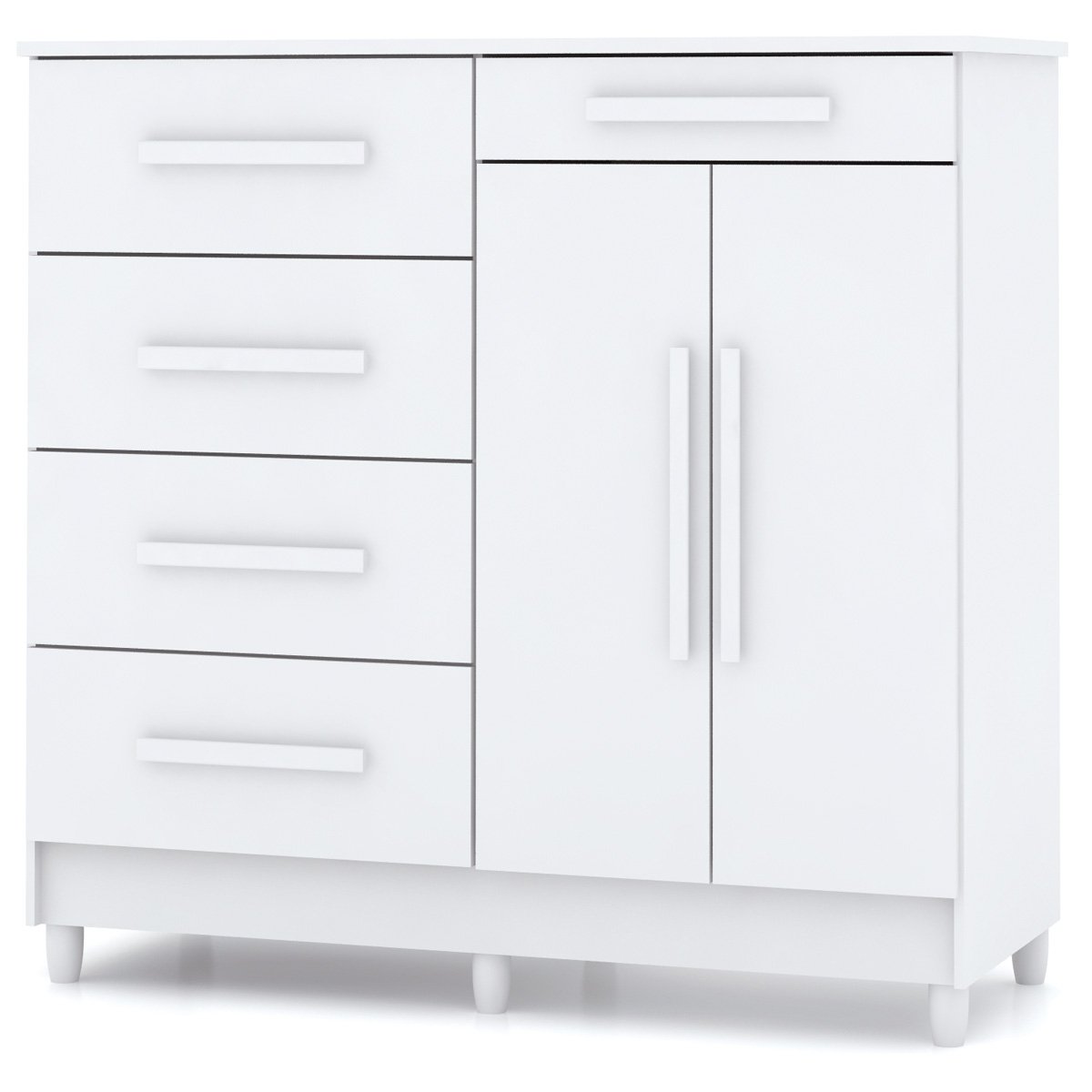 Cômoda Sapateira Quarto 5 Gavetas 2 Portas MDP Sirios Branco