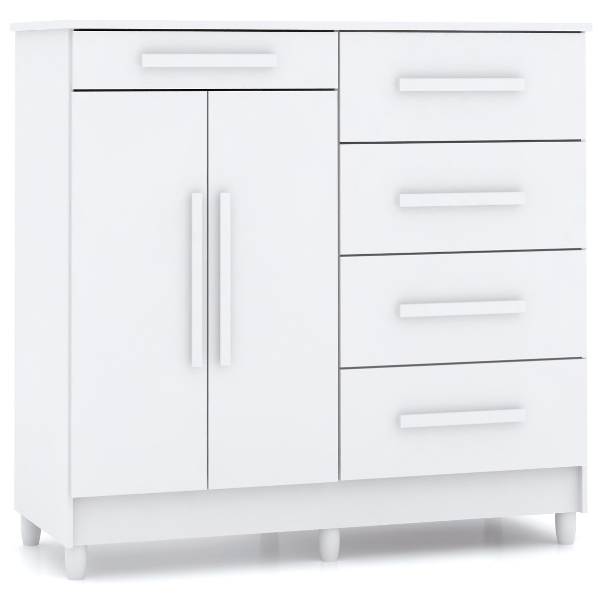 Cômoda Sapateira Quarto 5 Gavetas 2 Portas MDP Sirios Branco