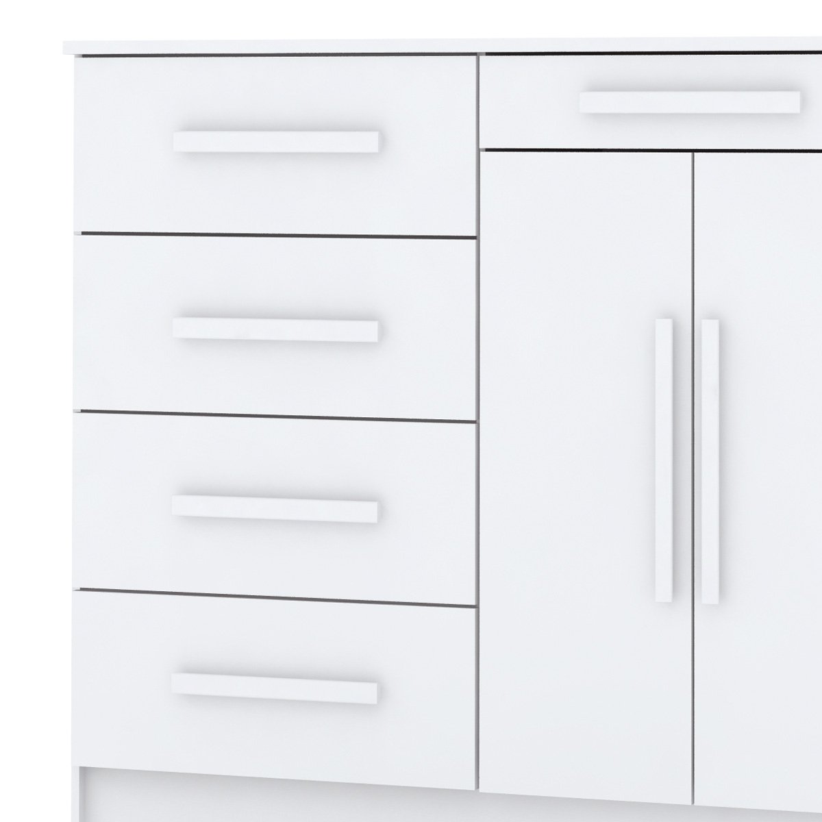 Cômoda Sapateira Quarto 5 Gavetas 2 Portas MDP Sirios Branco
