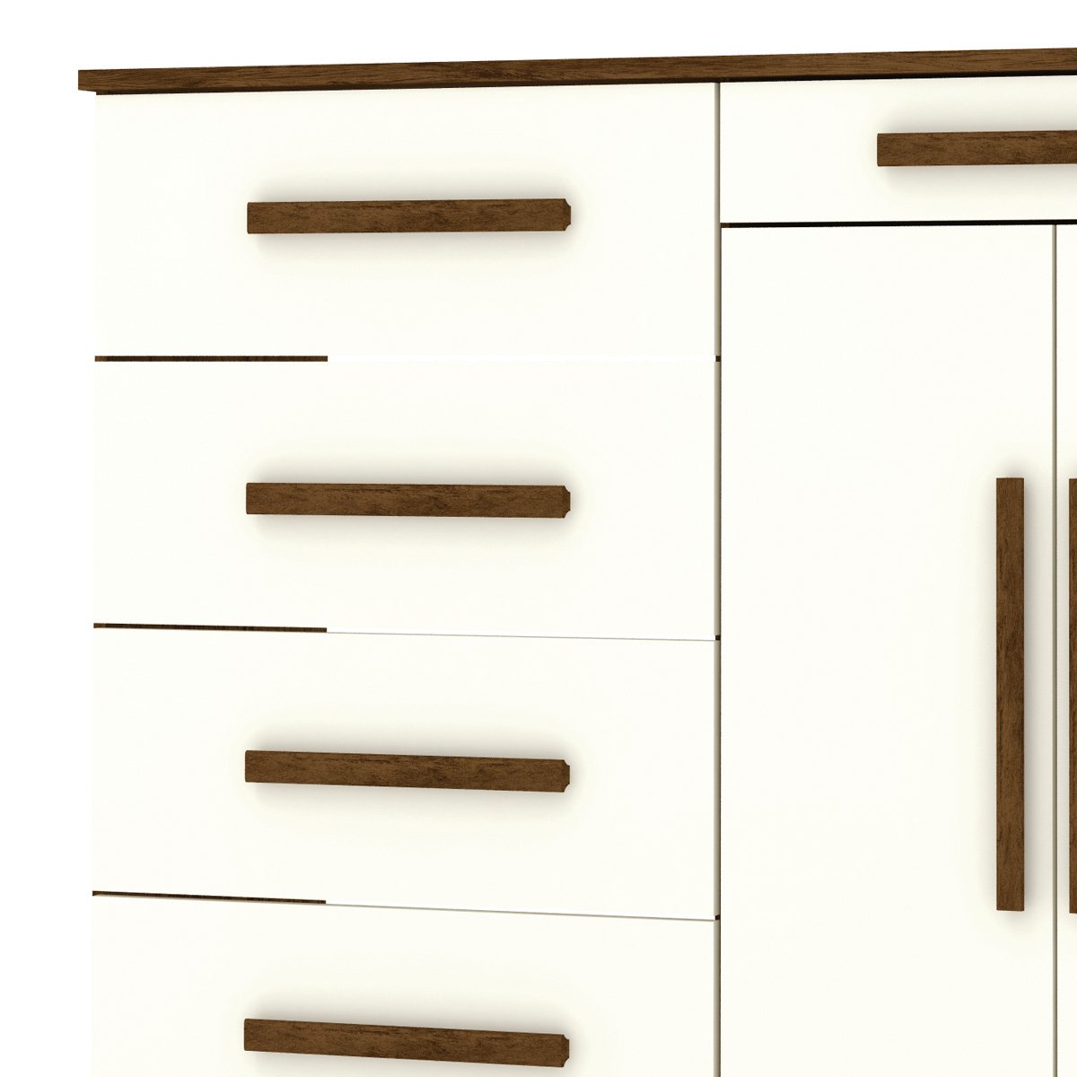 Cômoda Sapateira Quarto 5 Gavetas 2 Portas MDP Sirios Imbuia/Champanhe