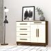 Cômoda Sapateira Quarto 5 Gavetas 2 Portas MDP Sirios Imbuia/Champanhe