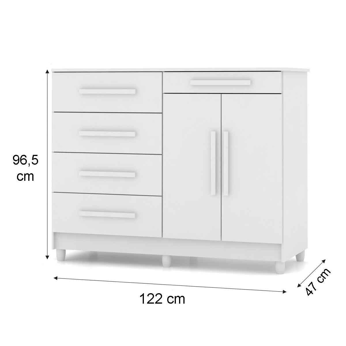 Cômoda Sapateira Quarto 5 Gavetas 2 Portas MDP Sirios Nature/Alasca