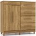 Cômoda Sapateira Quarto 5 Gavetas 2 Portas MDP Sirios Nature/Brisa
