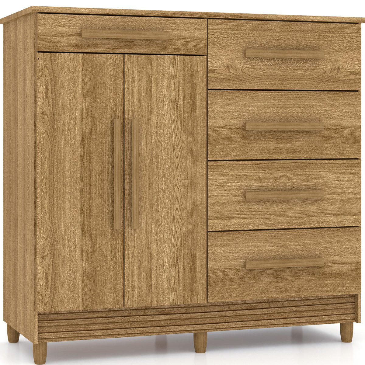 Cômoda Sapateira Quarto 5 Gavetas 2 Portas MDP Sirios Nature/Brisa
