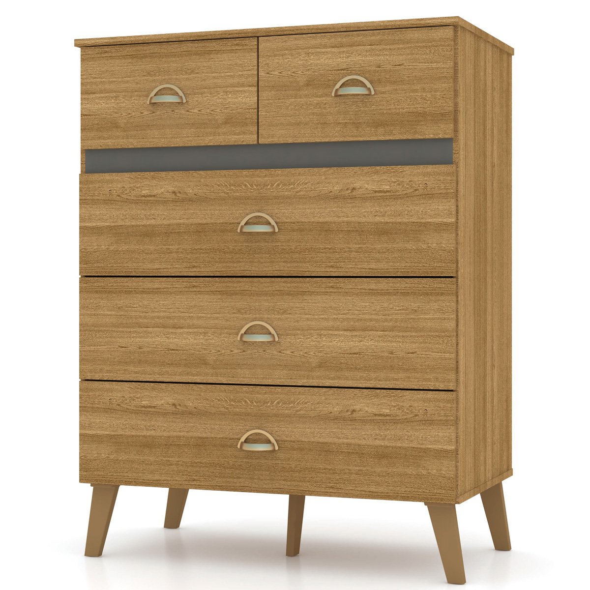 Cômoda para Quarto com 5 Gavetas MDP Zabi Nature/Alasca