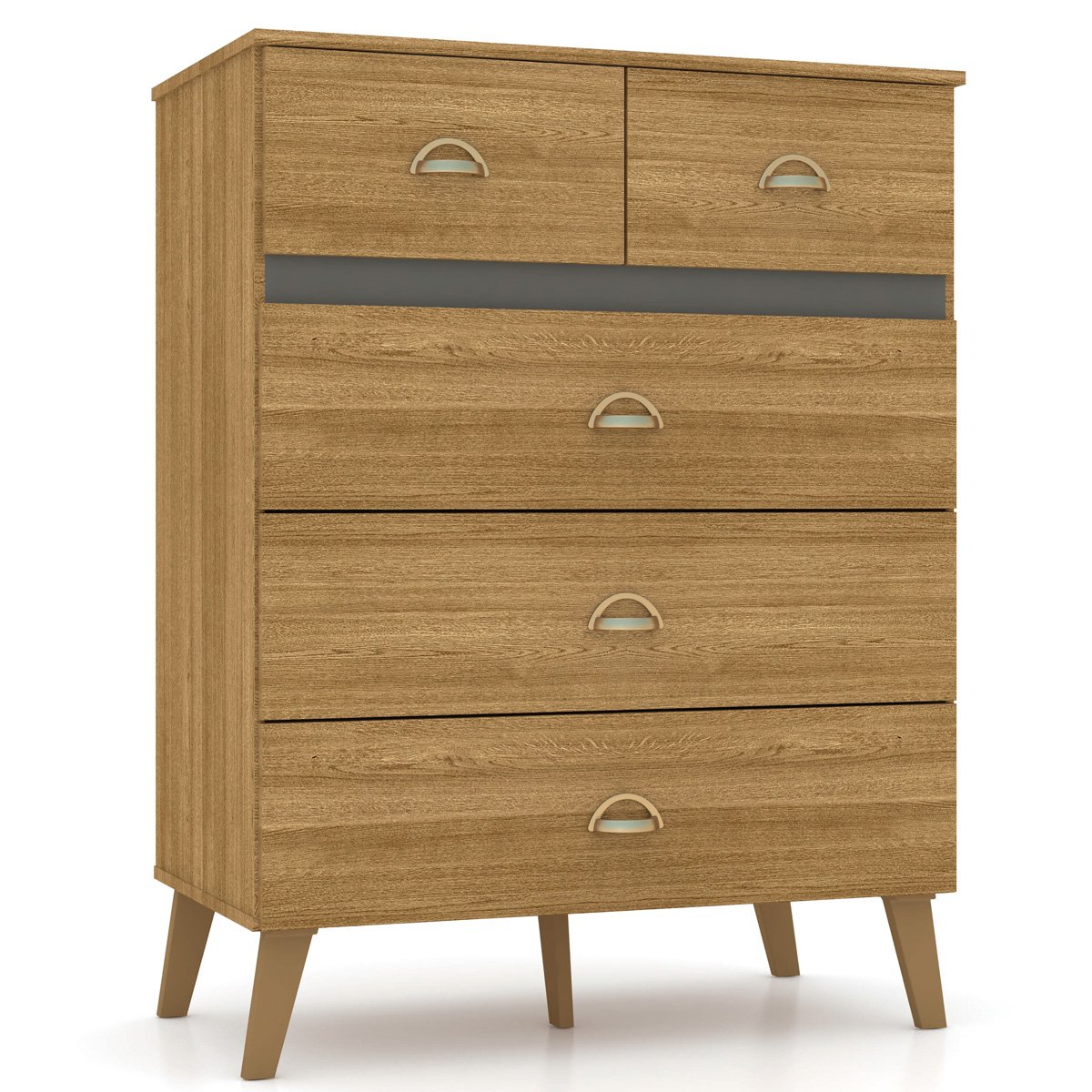 Cômoda para Quarto com 5 Gavetas MDP Zabi Nature/Alasca