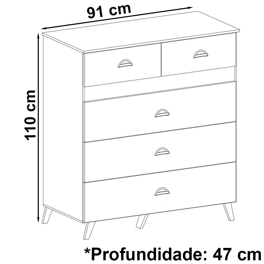 Comoda 5 Gavetas Para Quarto 20030 Nature VLR