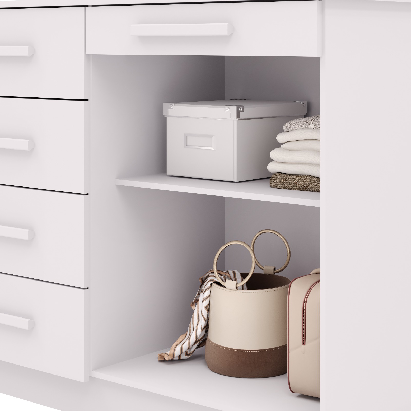 Comoda Sapateira 5 Gavetas E 2 Portas Branco