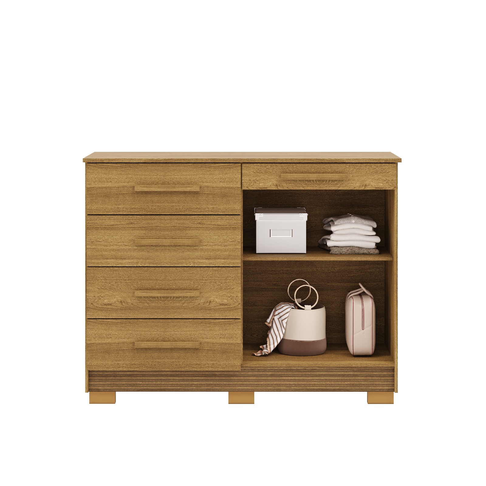 Comoda Sapateira 5 Gavetas E 2 Portas Nature Brisa