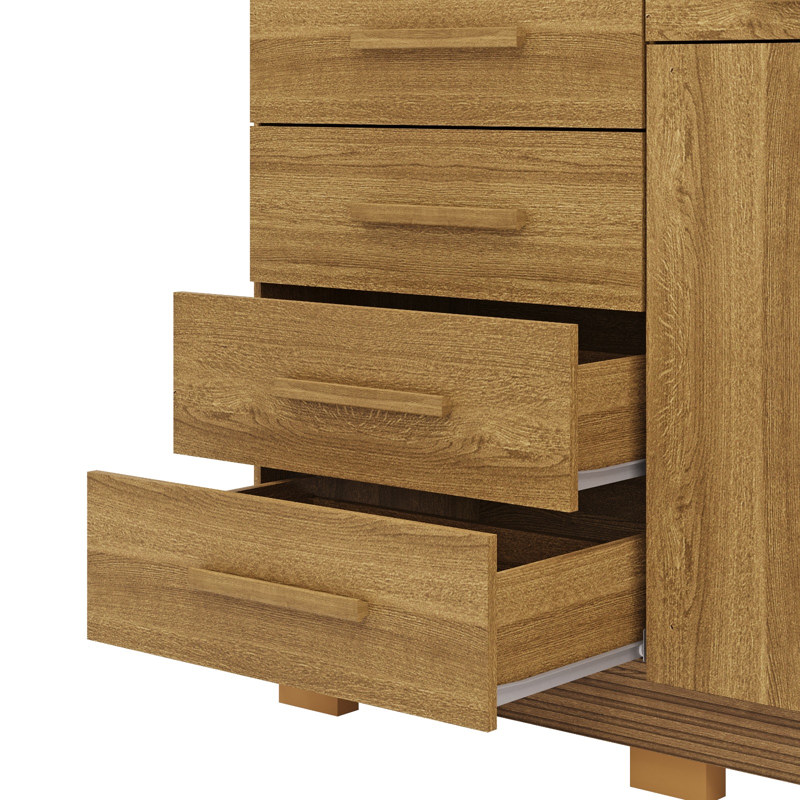 Comoda Sapateira 5 Gavetas E 2 Portas Nature Brisa