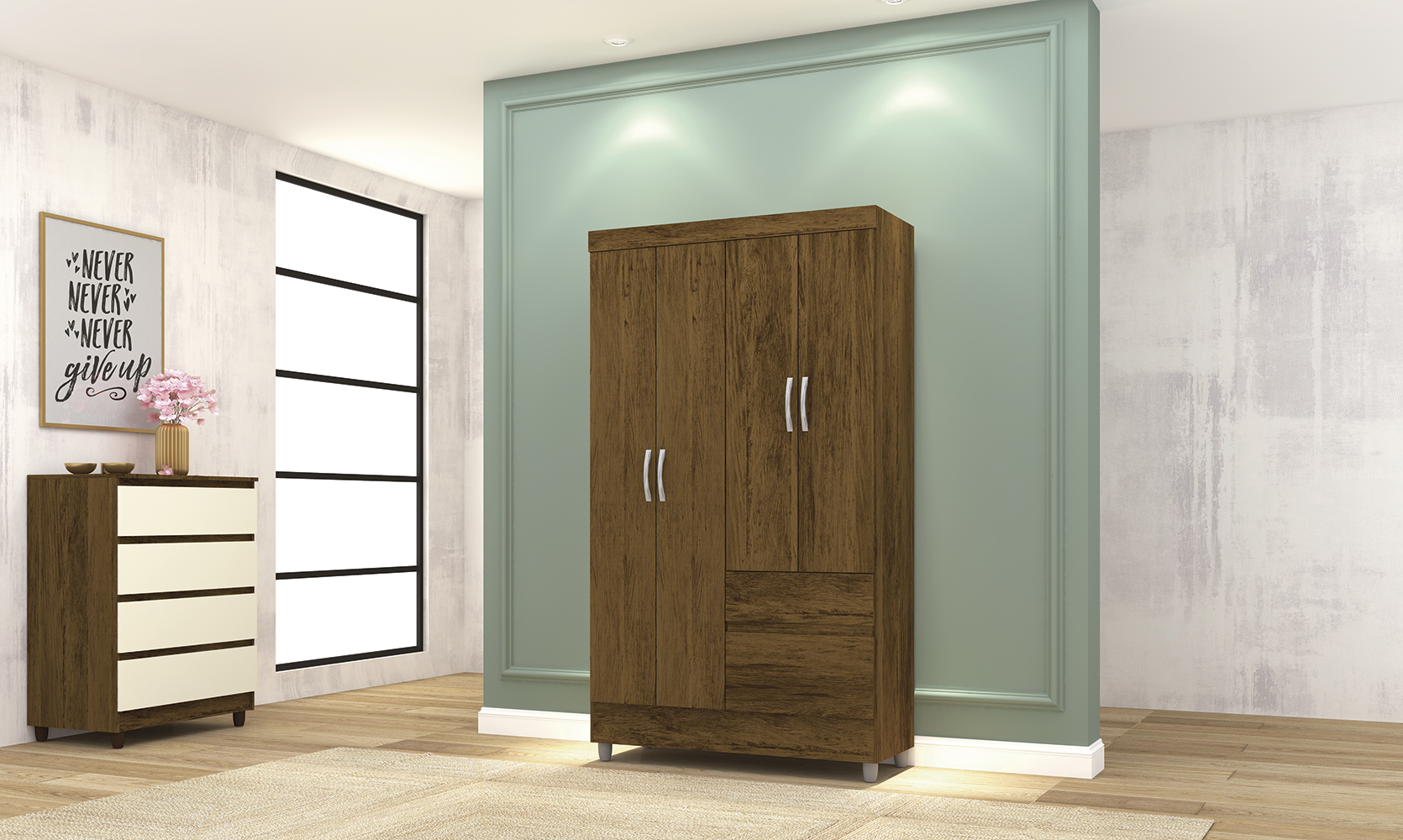 Guarda Roupa 4 Portas Spectra Imbuia