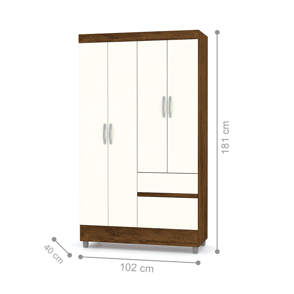 Guarda Roupa 4 Portas Spectra Imbuia Rústico