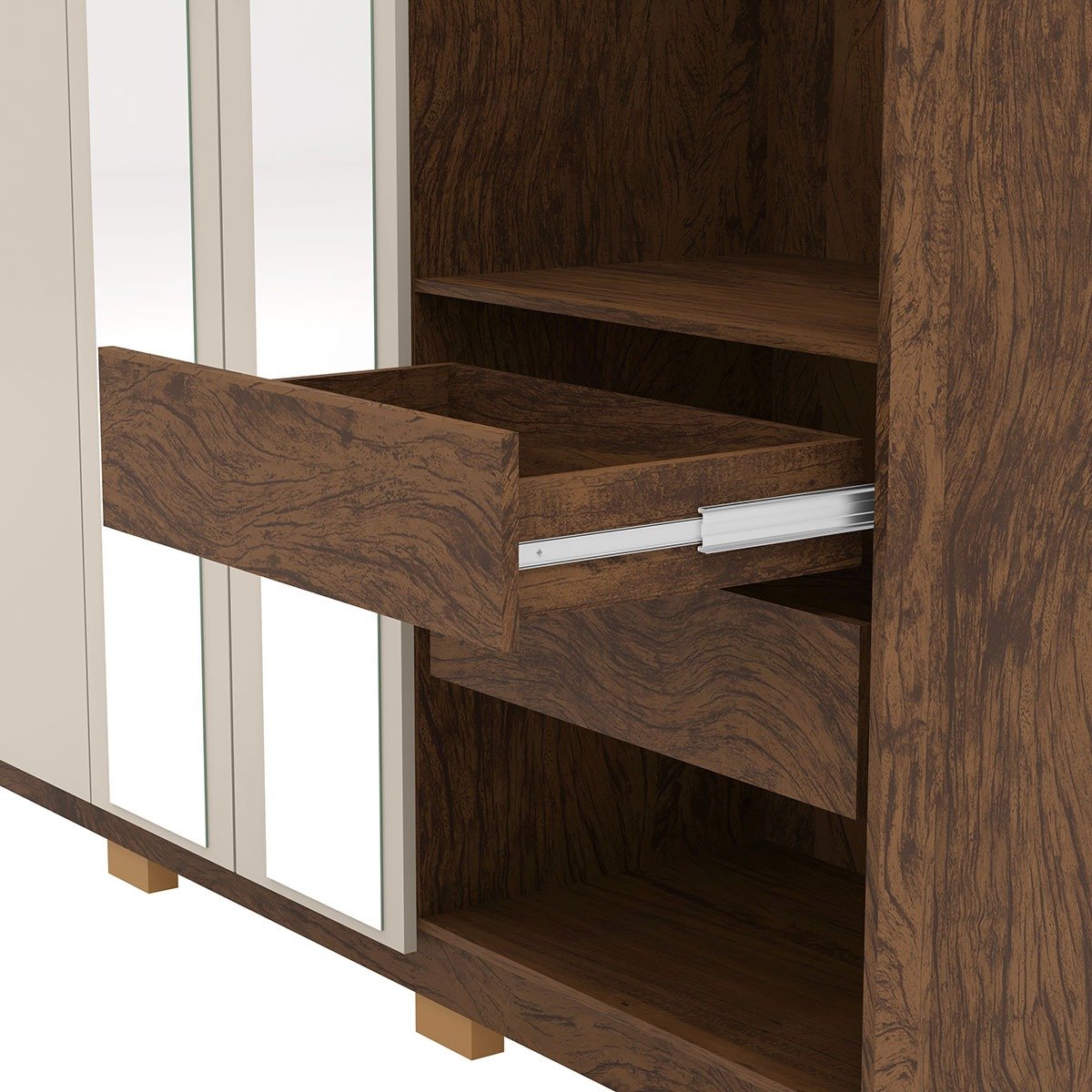 Guarda-Roupa 6 Portas 100% MDF e Cômoda Sapateira 4 Gavetas Spain Imbuia Fendi