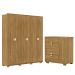 Guarda-Roupa 6 Portas 100% MDF e Cômoda Sapateira 4 Gavetas Spain Nature
