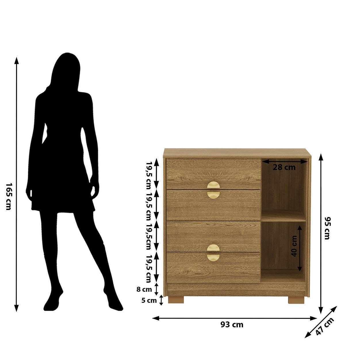 Guarda-Roupa 6 Portas 100% MDF e Cômoda Sapateira 4 Gavetas Spain Nature