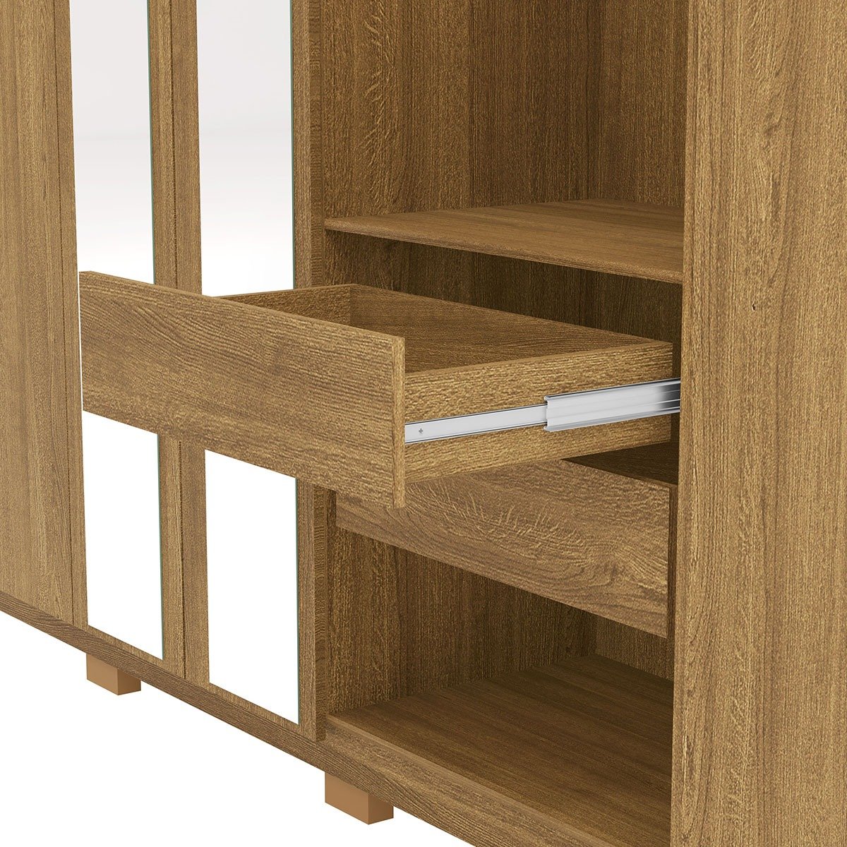 Guarda-Roupa 6 Portas 100% MDF e Cômoda Sapateira 4 Gavetas Spain Nature
