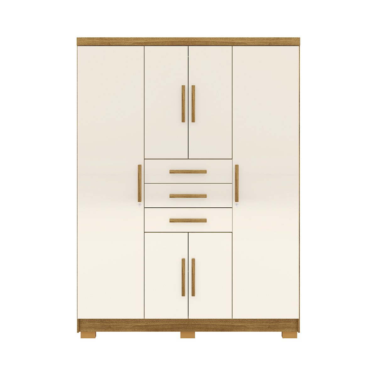 Guarda-Roupa 6 Portas 3 Gavetas England Nature/Champagne