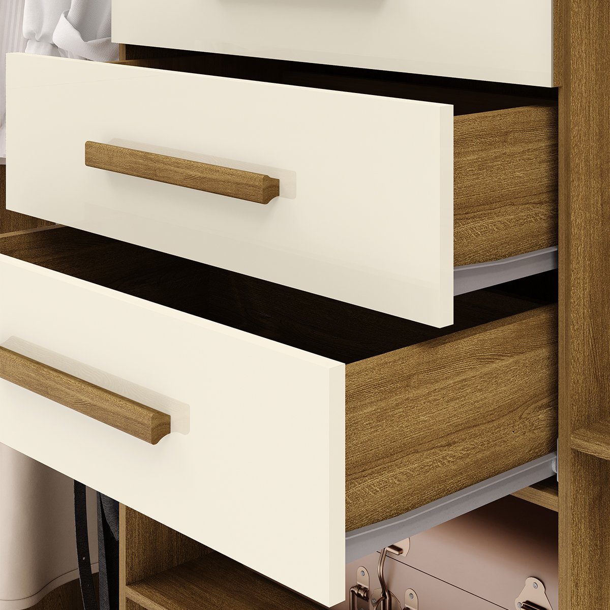 Guarda-Roupa 6 Portas 3 Gavetas England Nature/Champagne