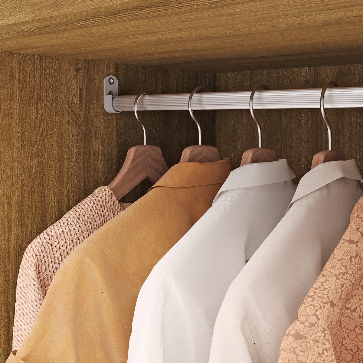 Guarda-Roupa 6 Portas 3 Gavetas England Nature/Champagne