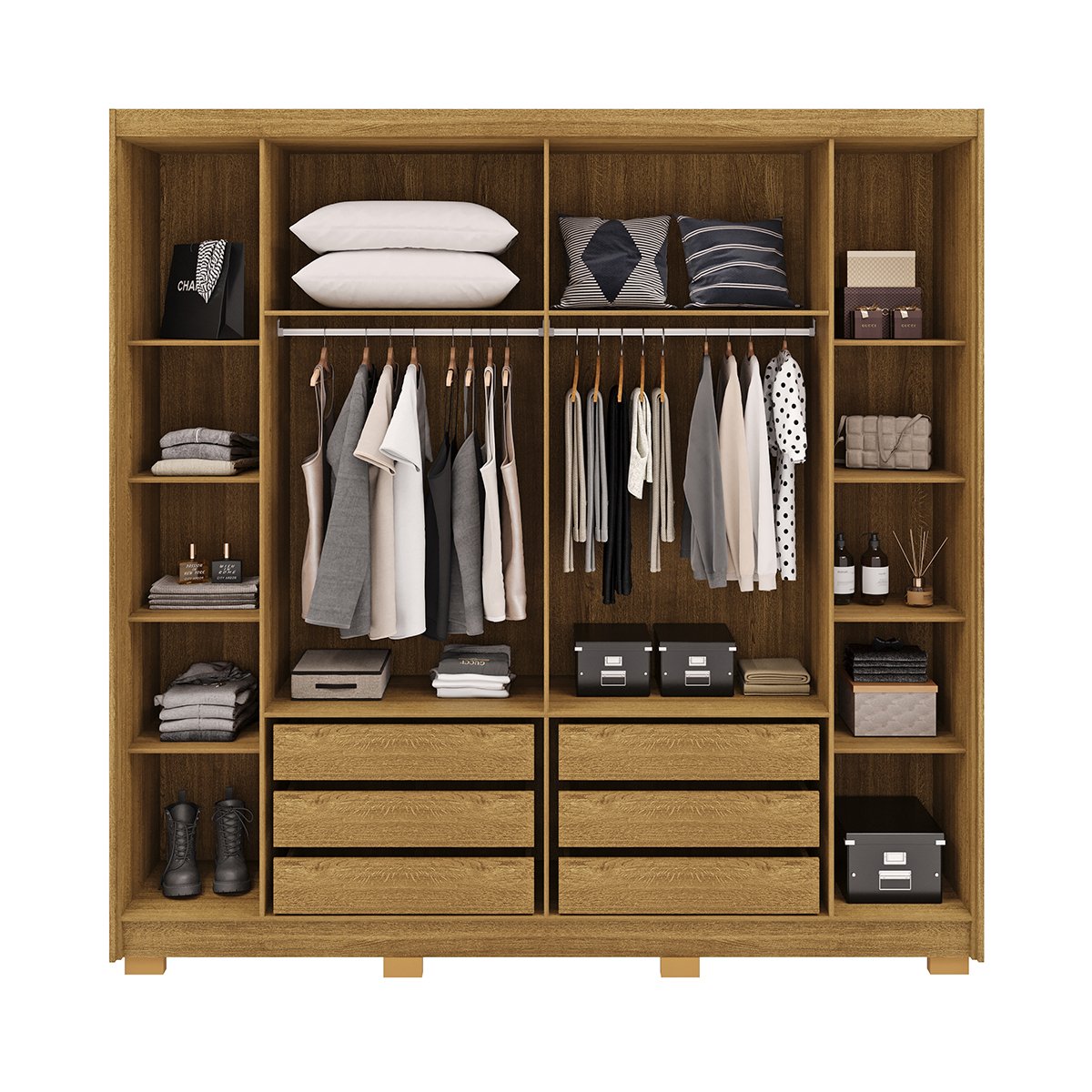 Guarda-Roupa 6 Portas 6 Gavetas 100% MDF Recife Nature/Alasca