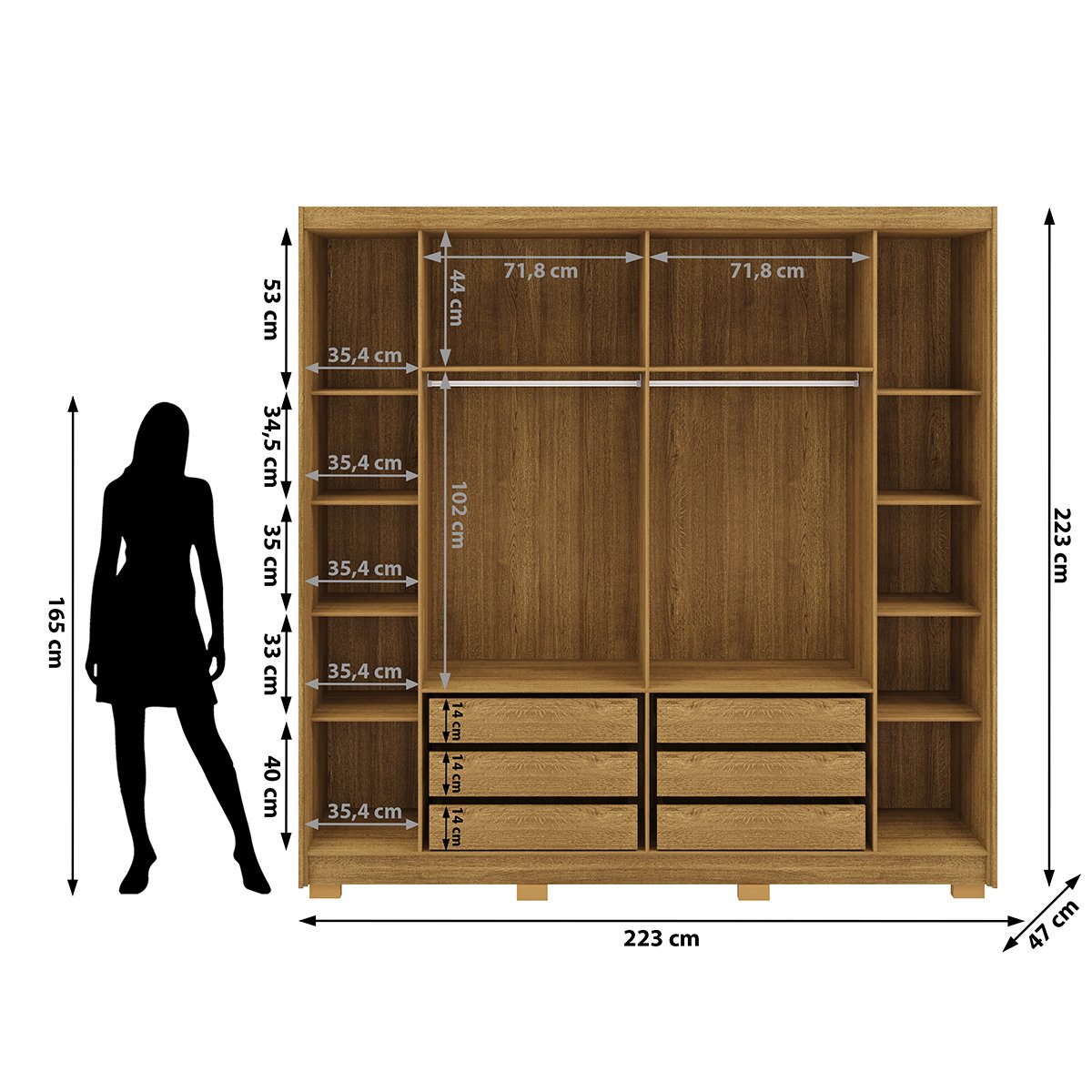 Guarda-Roupa 6 Portas 6 Gavetas 100% MDF Recife Nature/Alasca