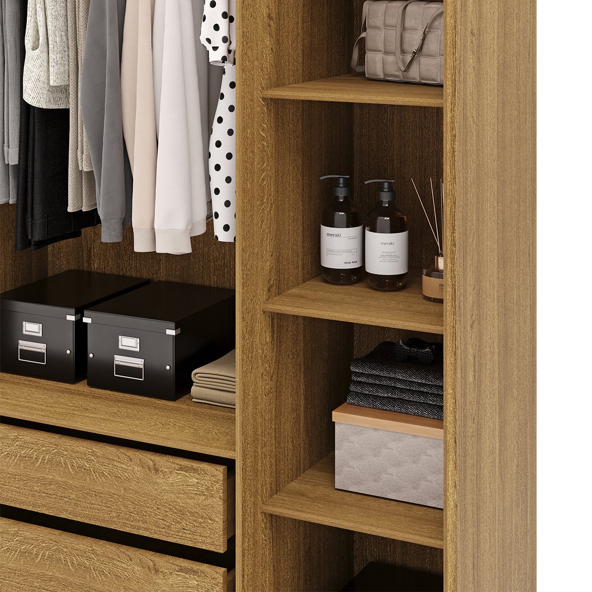 Guarda-Roupa 6 Portas 6 Gavetas 100% MDF Recife Nature/Alasca