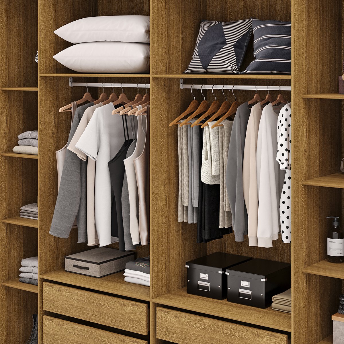 Guarda-Roupa 6 Portas 6 Gavetas 100% MDF Recife Nature/Alasca