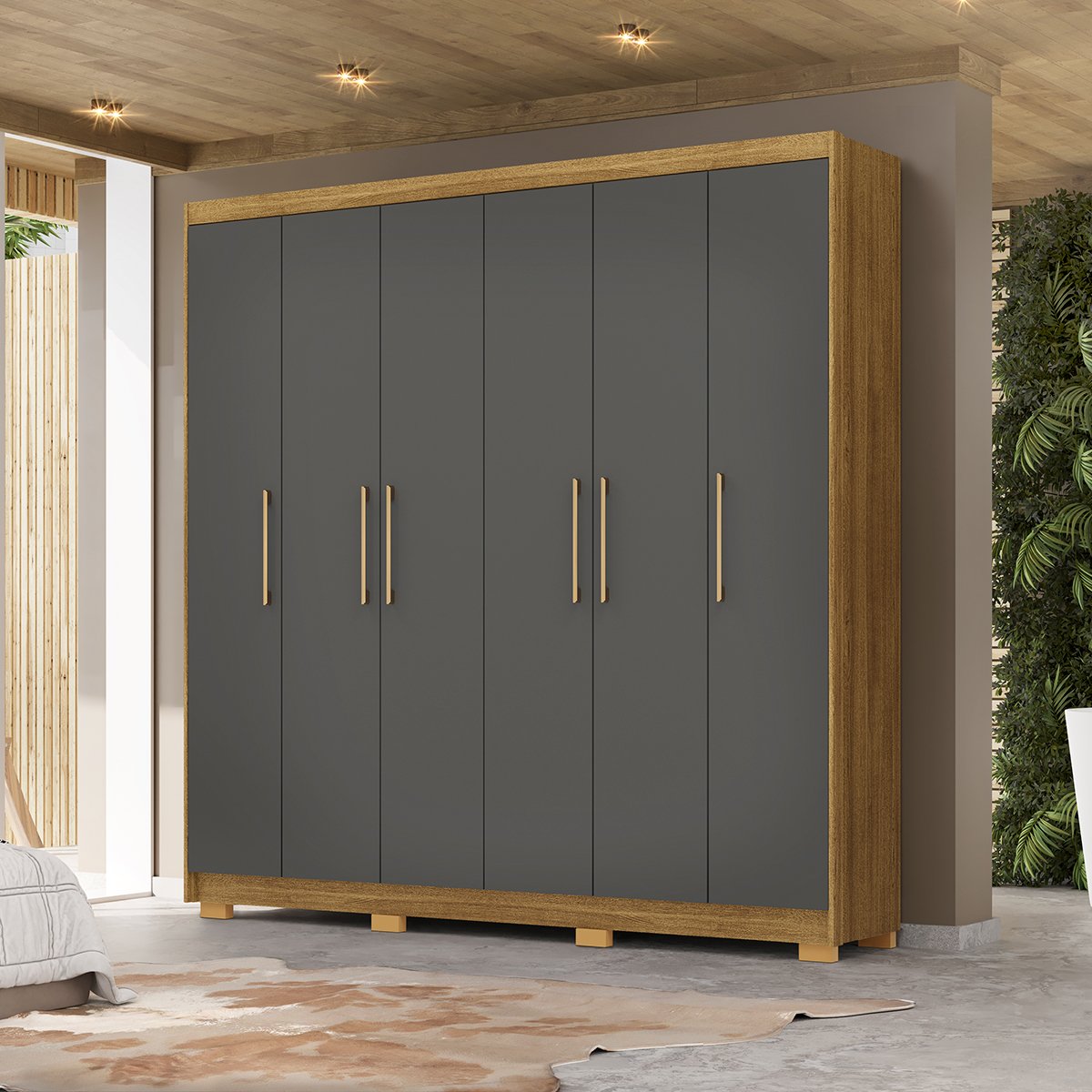 Guarda-Roupa 6 Portas 6 Gavetas 100% MDF Recife Nature/Alasca