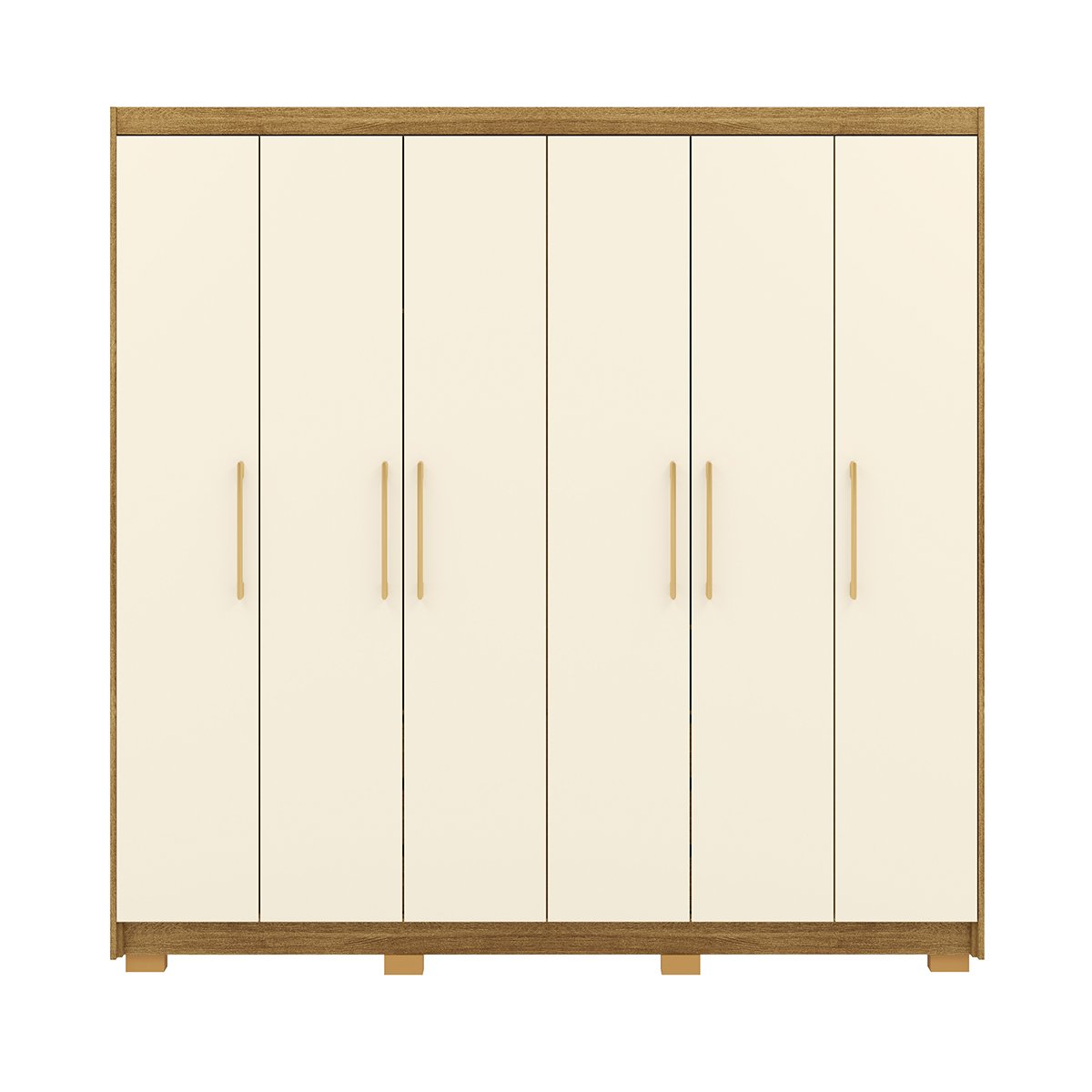 Guarda-Roupa 6 Portas 6 Gavetas 100% MDF Recife Nature/Champagne