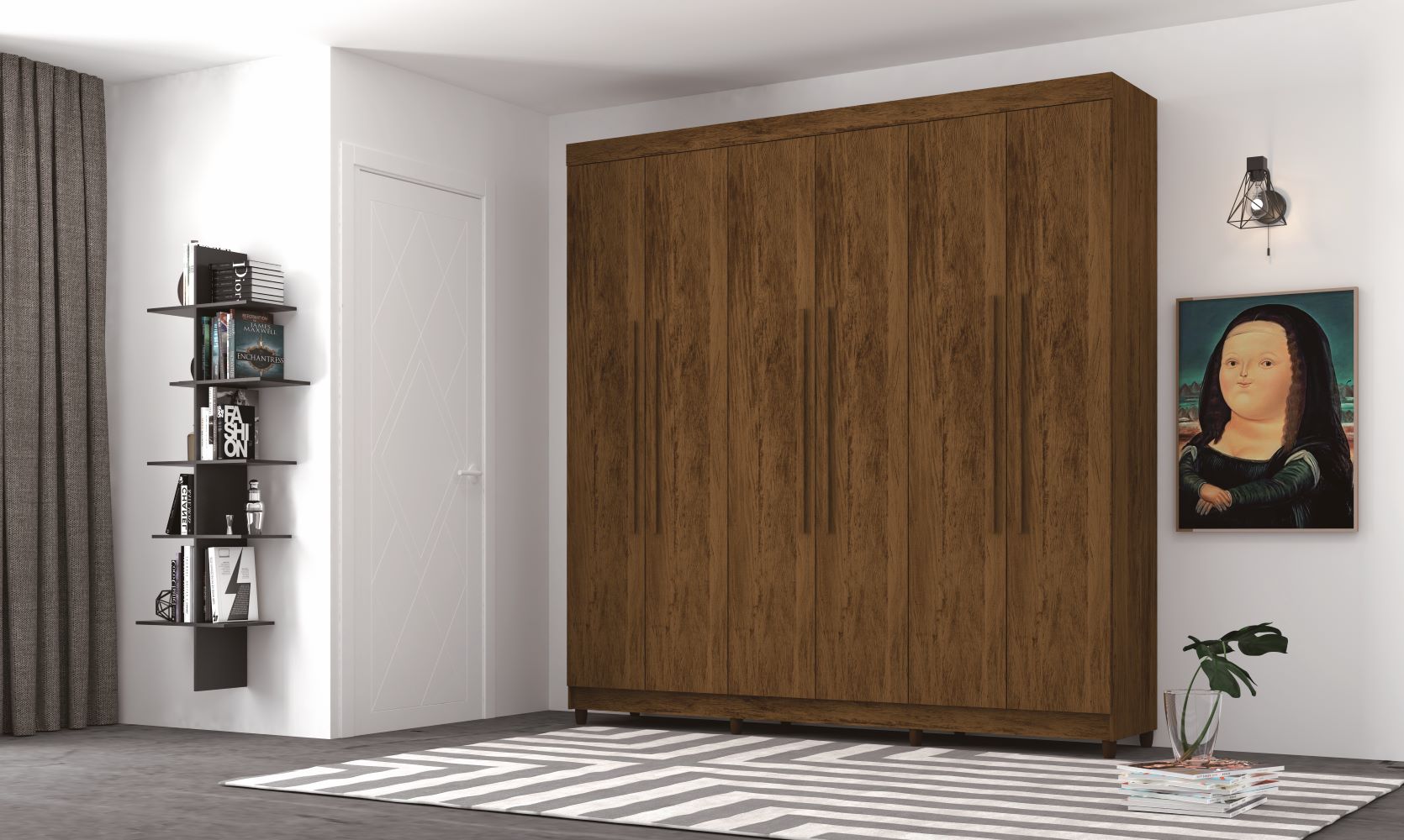 Guarda Roupa 6 Portas Audi Imbuia Rústico