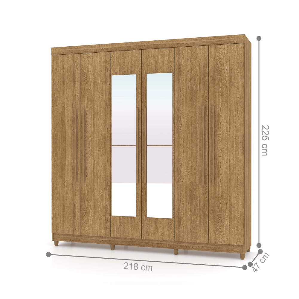 Guarda Roupa 6 Portas Com Espelho Audi Nature