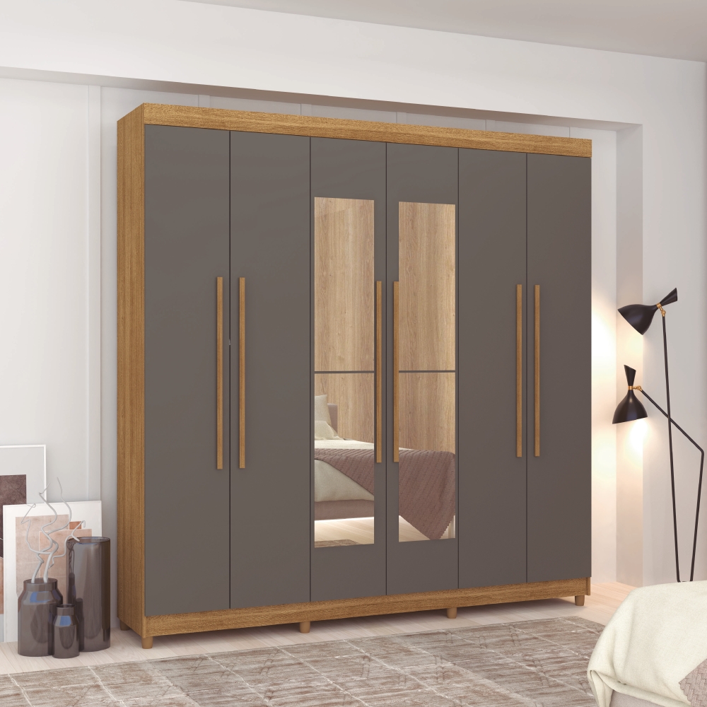Guarda Roupa 6 Portas Com Espelho Audi Nature Alasca